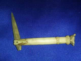 Folding Toothpick Hand Carved Nautical Scrimshaw Tooth Pick Antique