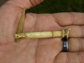 Folding Toothpick Hand Carved Nautical Scrimshaw Tooth Pick ANTIQUE 7