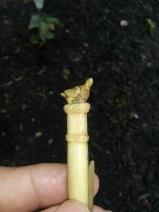Folding Toothpick Hand Carved Nautical Scrimshaw Tooth Pick ANTIQUE 8