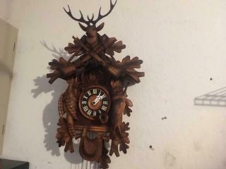 Vintage Deer Head Musical Pendulum Cuckoo Clock