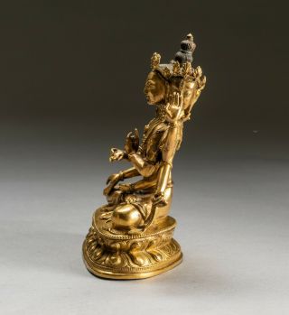 Chinese Antique 19th Sino - Tibetan Style Gilt Bronze Buddha 4
