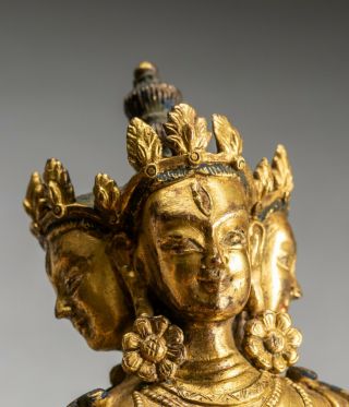 Chinese Antique 19th Sino - Tibetan Style Gilt Bronze Buddha 6