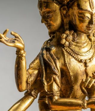 Chinese Antique 19th Sino - Tibetan Style Gilt Bronze Buddha 7
