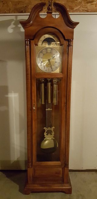 Vintage Seth Thomas Mahogany Westminster Chime Grandfather Clock Usa