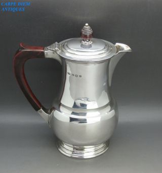 Vintage Art Deco Large Heavy Solid Sterling Silver Hot Water Jug R&b 507g 1942