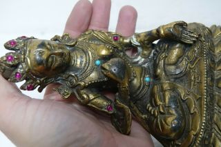 CHINESE GILT BRONZE FIGURE SET WITH JEWELS & CHARACTER MARKS RARE 11