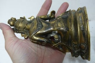 CHINESE GILT BRONZE FIGURE SET WITH JEWELS & CHARACTER MARKS RARE 12
