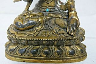 CHINESE GILT BRONZE FIGURE SET WITH JEWELS & CHARACTER MARKS RARE 3