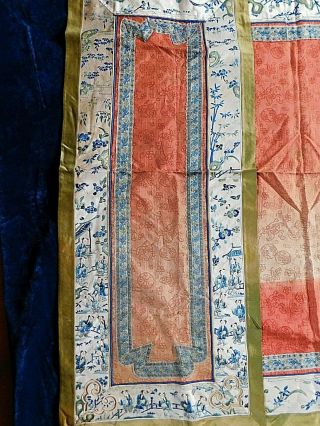 ANTIQUE 19THC CHINESE EMBROIDERED PANEL / SLEEVE PANELS,  PEOPLE /FLOWERS/INSECTS 3