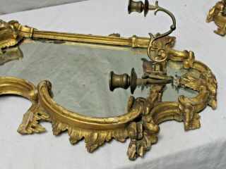 Antique 19th c.  French Carved Gilt Wood Wall Sconces with Mirrors 9