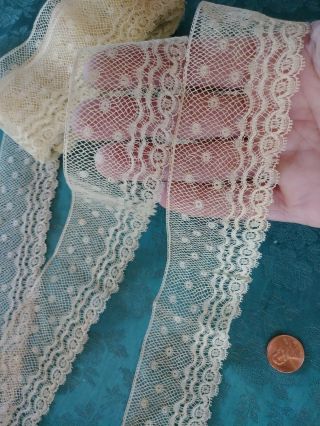 Wow French Antique Lace Valenncia Very Old Val Trim 4,  Yards Wide Floral Silk