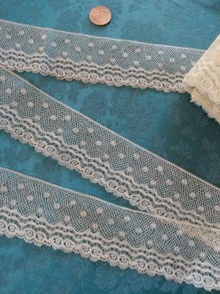 WOW French Antique Lace Valenncia VERY OLD Val Trim 4,  yards wide Floral SILK 2