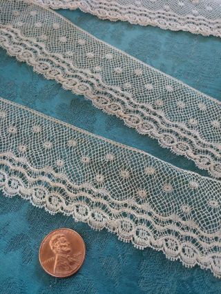 WOW French Antique Lace Valenncia VERY OLD Val Trim 4,  yards wide Floral SILK 3