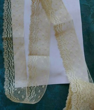 WOW French Antique Lace Valenncia VERY OLD Val Trim 4,  yards wide Floral SILK 6