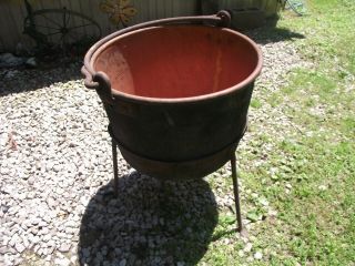 Antique Copper apple Butter Kettle with stand 2