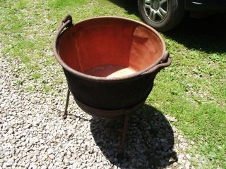 Antique Copper apple Butter Kettle with stand 3