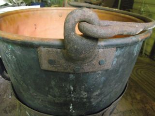 Antique Copper apple Butter Kettle with stand 7