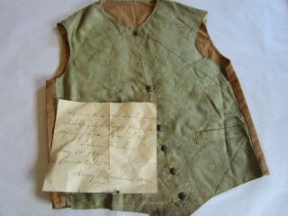 Antique Victorian Silk Vest Made From 1844 Wedding Dress York Child 