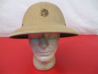 Post - Wwii Us Army Hawley Tropical Pith Or Sun Helmet Complete W/cap Badge - 1948