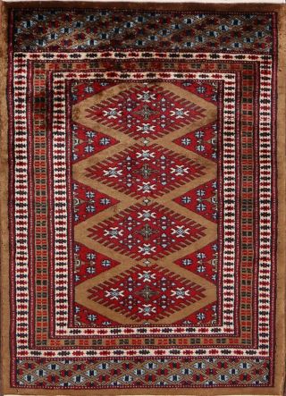 Bokhara Persian 2x3 Wool Hand - Knotted All - Over Geometric Oriental Area Rug