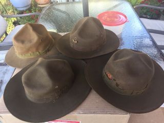 Rare 1930s Boy Scout Haversack And 4 1940s Bsa Campaign Hats