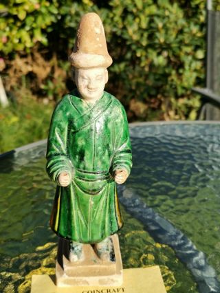 Antique Chinese Ming Dynasty TANG SANCAI Glaze Statue Pottery Figurine with 2