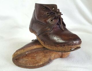 Antique Small Leather Shoes Boots Clogs