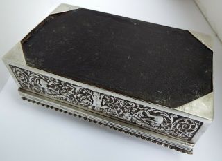 WONDERFUL VERY LARGE HEAVY ENGLISH ANTIQUE 1888 STERLING SILVER TABLE JEWEL BOX 10