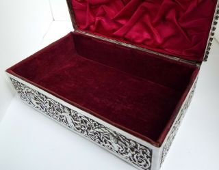 WONDERFUL VERY LARGE HEAVY ENGLISH ANTIQUE 1888 STERLING SILVER TABLE JEWEL BOX 11
