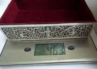 WONDERFUL VERY LARGE HEAVY ENGLISH ANTIQUE 1888 STERLING SILVER TABLE JEWEL BOX 12
