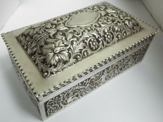 Wonderful Very Large Heavy English Antique 1888 Sterling Silver Table Jewel Box