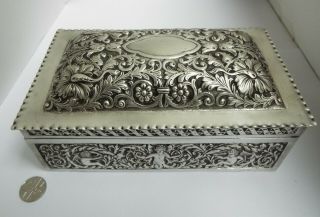 WONDERFUL VERY LARGE HEAVY ENGLISH ANTIQUE 1888 STERLING SILVER TABLE JEWEL BOX 2