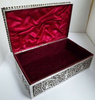 WONDERFUL VERY LARGE HEAVY ENGLISH ANTIQUE 1888 STERLING SILVER TABLE JEWEL BOX 3