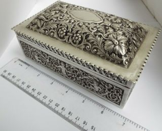 WONDERFUL VERY LARGE HEAVY ENGLISH ANTIQUE 1888 STERLING SILVER TABLE JEWEL BOX 5