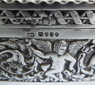 WONDERFUL VERY LARGE HEAVY ENGLISH ANTIQUE 1888 STERLING SILVER TABLE JEWEL BOX 6