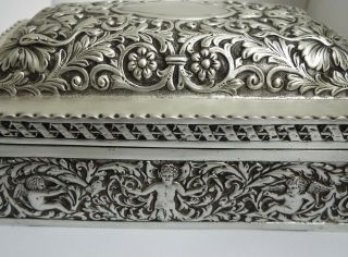 WONDERFUL VERY LARGE HEAVY ENGLISH ANTIQUE 1888 STERLING SILVER TABLE JEWEL BOX 7