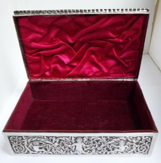 WONDERFUL VERY LARGE HEAVY ENGLISH ANTIQUE 1888 STERLING SILVER TABLE JEWEL BOX 8