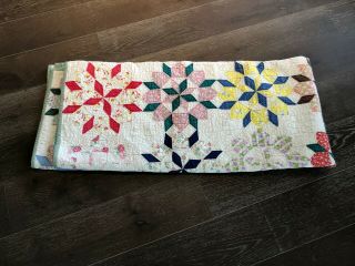 Antique Hand Made Cotton Multi Colored Quilt 73 X 88 Inches