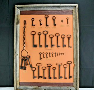 Framed Display Of Antique Skeleton Keys Dates 11th Century - 19th Century Wall De