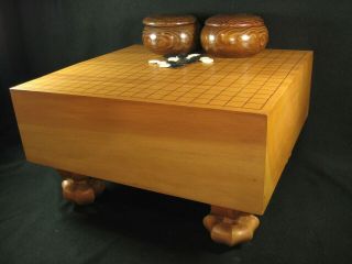 Vintage Japanese Thick Kaya Wood Go Game Board Goban Hand Carved Wooden Legs