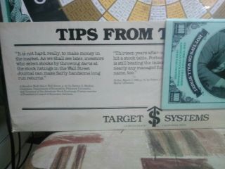 Antique Dart Board Game 1981 Target systems Off The Wall Tips From Wall Street 8
