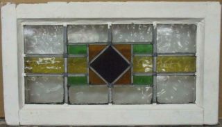 Mid Sized Old English Leaded Stained Glass Window Geometric Band 22.  75 " X 13 "