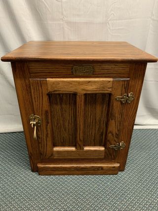 Vintage White Clad Oak Ice Box Night Stand End Table