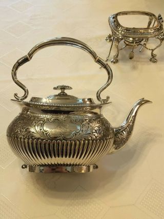 Antique Silver Sterling Tea Kettle With Stand 1903,  Henry Atkins 11