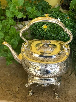 Antique Silver Sterling Tea Kettle With Stand 1903,  Henry Atkins