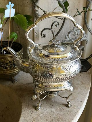 Antique Silver Sterling Tea Kettle With Stand 1903,  Henry Atkins 2
