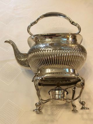 Antique Silver Sterling Tea Kettle With Stand 1903,  Henry Atkins 3