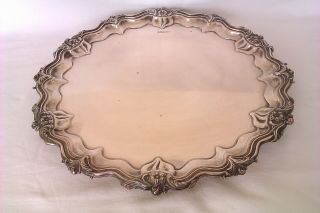 Solid Silver Ornate Edwardian Footed Tray Walker & Hall 1908 1161grms