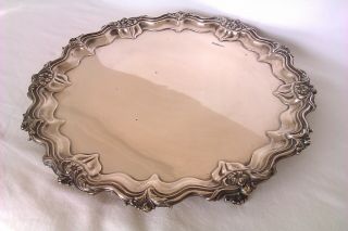 Solid Silver Ornate Edwardian Footed Tray Walker & Hall 1908 1161grms 2