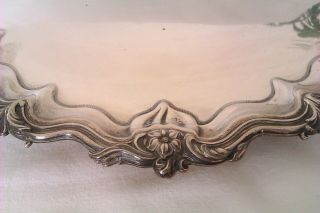 Solid Silver Ornate Edwardian Footed Tray Walker & Hall 1908 1161grms 4